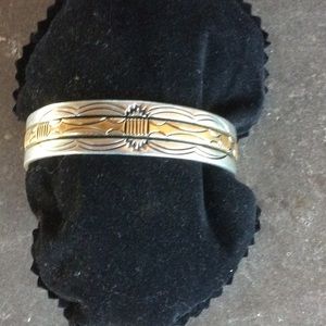 B.Morgan sterling and 14K gold bracelet..